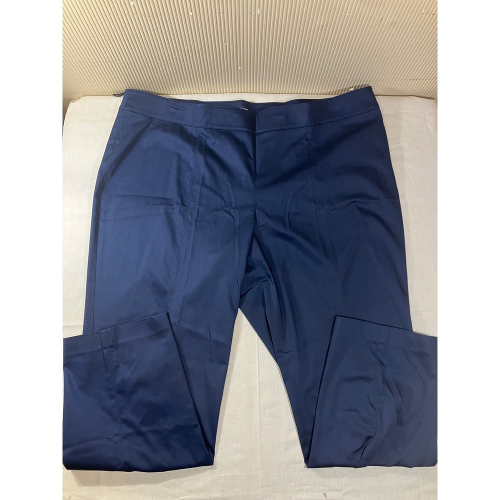 Jones New York Signature Woman Navy Blue Stretch Straight Leg Trousers 20W